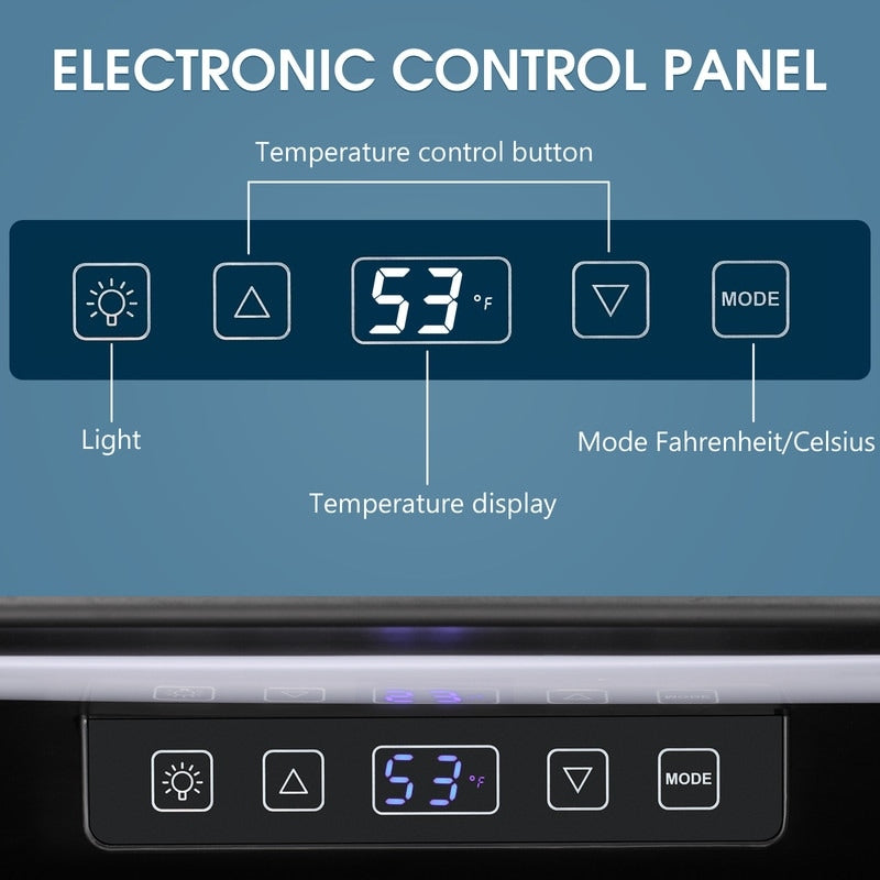 Réfrigérateur à boissons de 1,3 pi³ - Mini réfrigérateur à porte vitrée, capacité de 48 canettes ou 12 bouteilles, contrôle électronique tactile