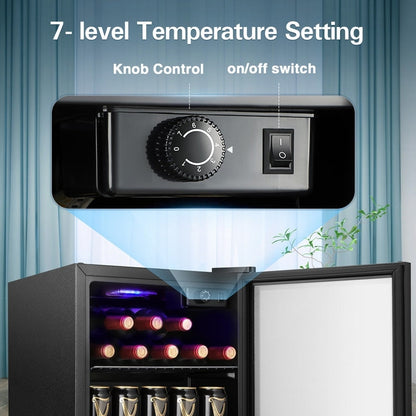 Réfrigérateur à boissons de 1,3 pi³ - 48 canettes, 12 bouteilles, mini réfrigérateur à porte vitrée, commande à bouton rotatif