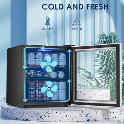 Réfrigérateur à boissons de 1,3 pi³ - 48 canettes, 12 bouteilles, mini réfrigérateur à porte vitrée, commande à bouton rotatif