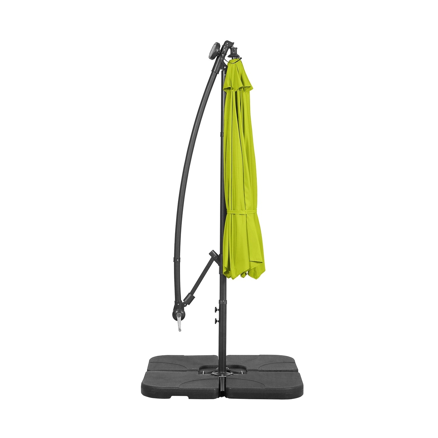 Parasol de terrasse à éclairage solaire de 3 mètres avec pied de support.