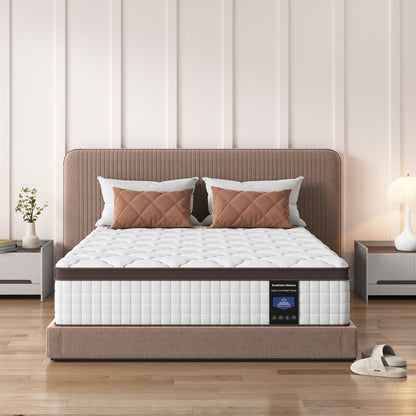 Matelas hybride en mousse à mémoire de forme - Soutien moyen, ressorts renforcés pour soulager les points de pression, certifié CertiPUR-US