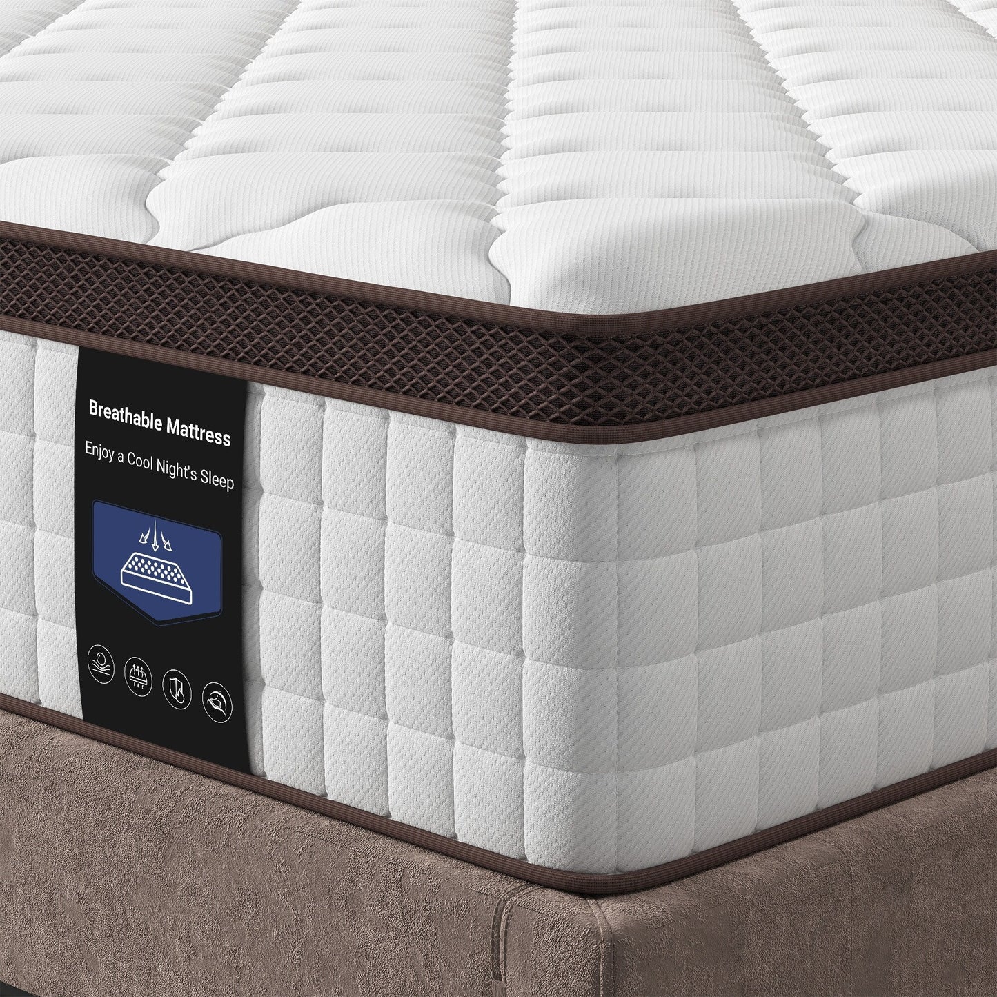 Matelas hybride en mousse à mémoire de forme - Soutien moyen, ressorts renforcés pour soulager les points de pression, certifié CertiPUR-US
