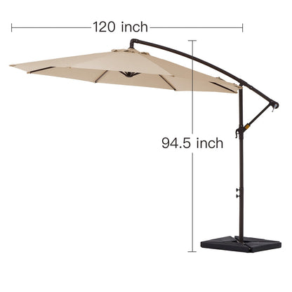 Parasol cantilever en acier de 3 m avec levier de manivelle et base lestée