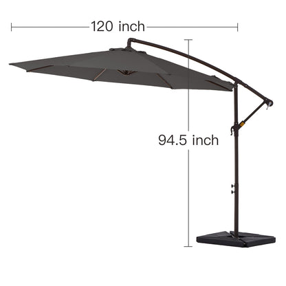 Parasol cantilever en acier de 3 m avec levier de manivelle et base lestée