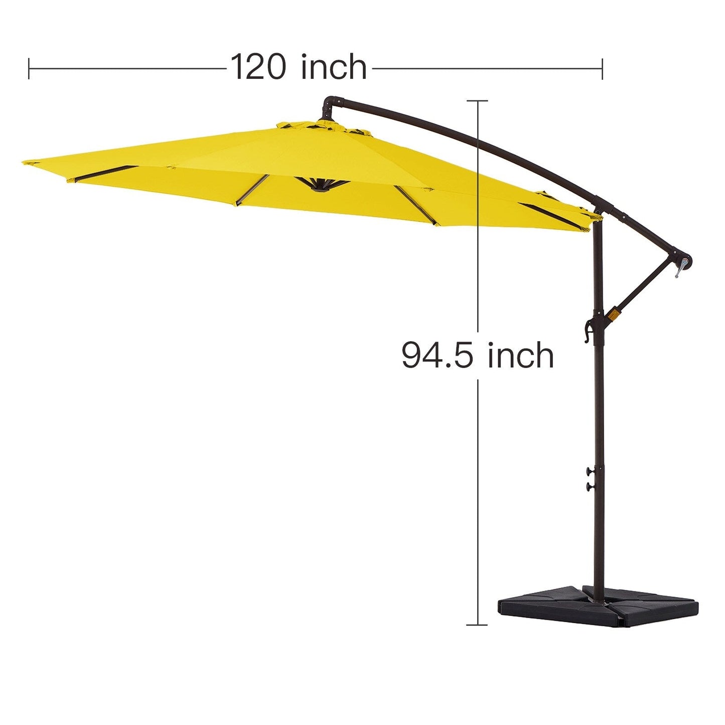 Parasol cantilever en acier de 3 m avec levier de manivelle et base lestée