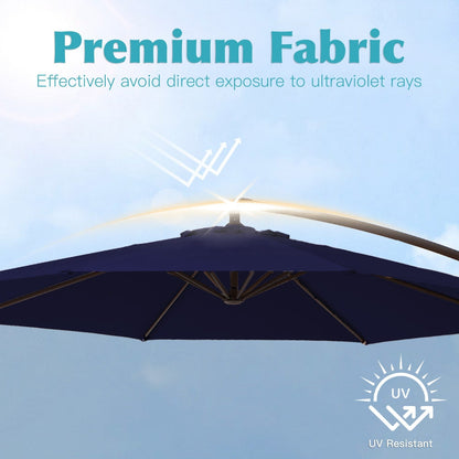 Parasol cantilever en acier de 3 m avec levier de manivelle et base lestée