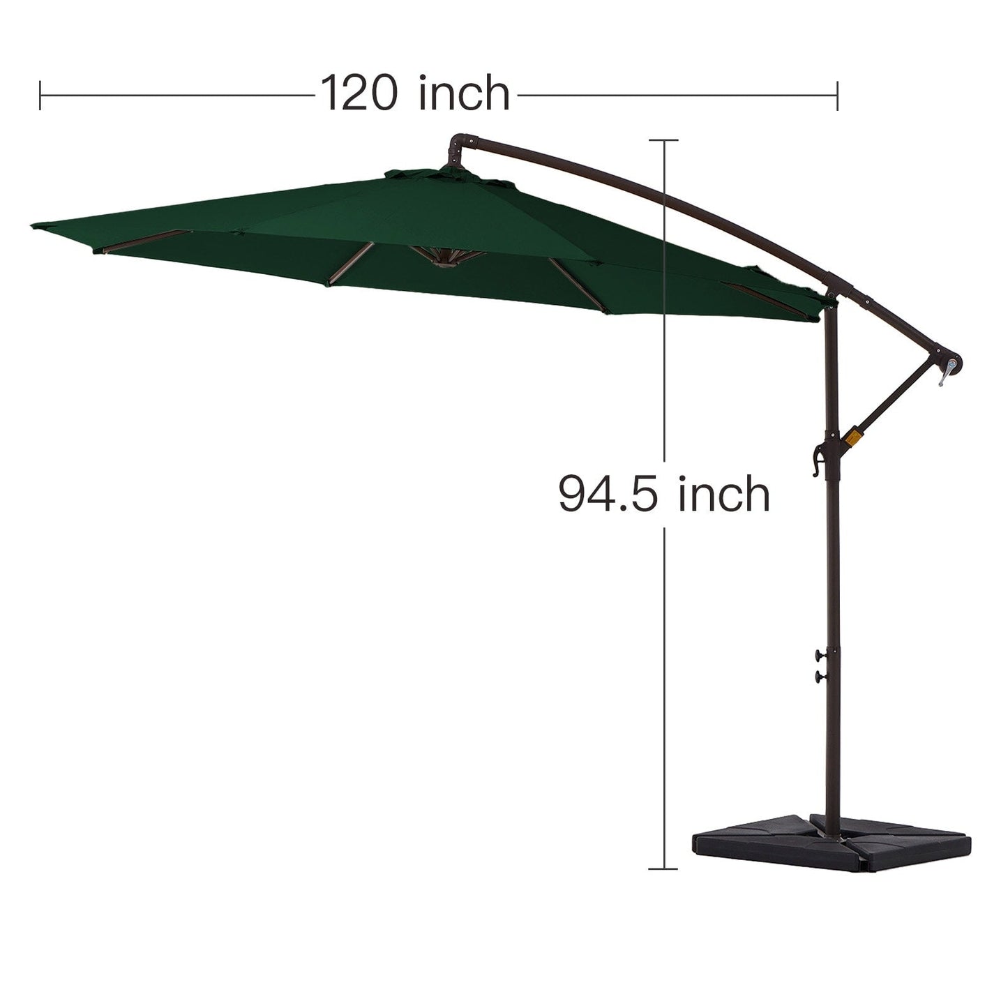 Parasol cantilever en acier de 3 m avec levier de manivelle et base lestée