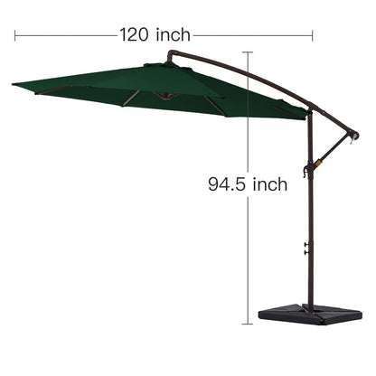 Parasol cantilever en acier de 3 m avec levier de manivelle et base lestée