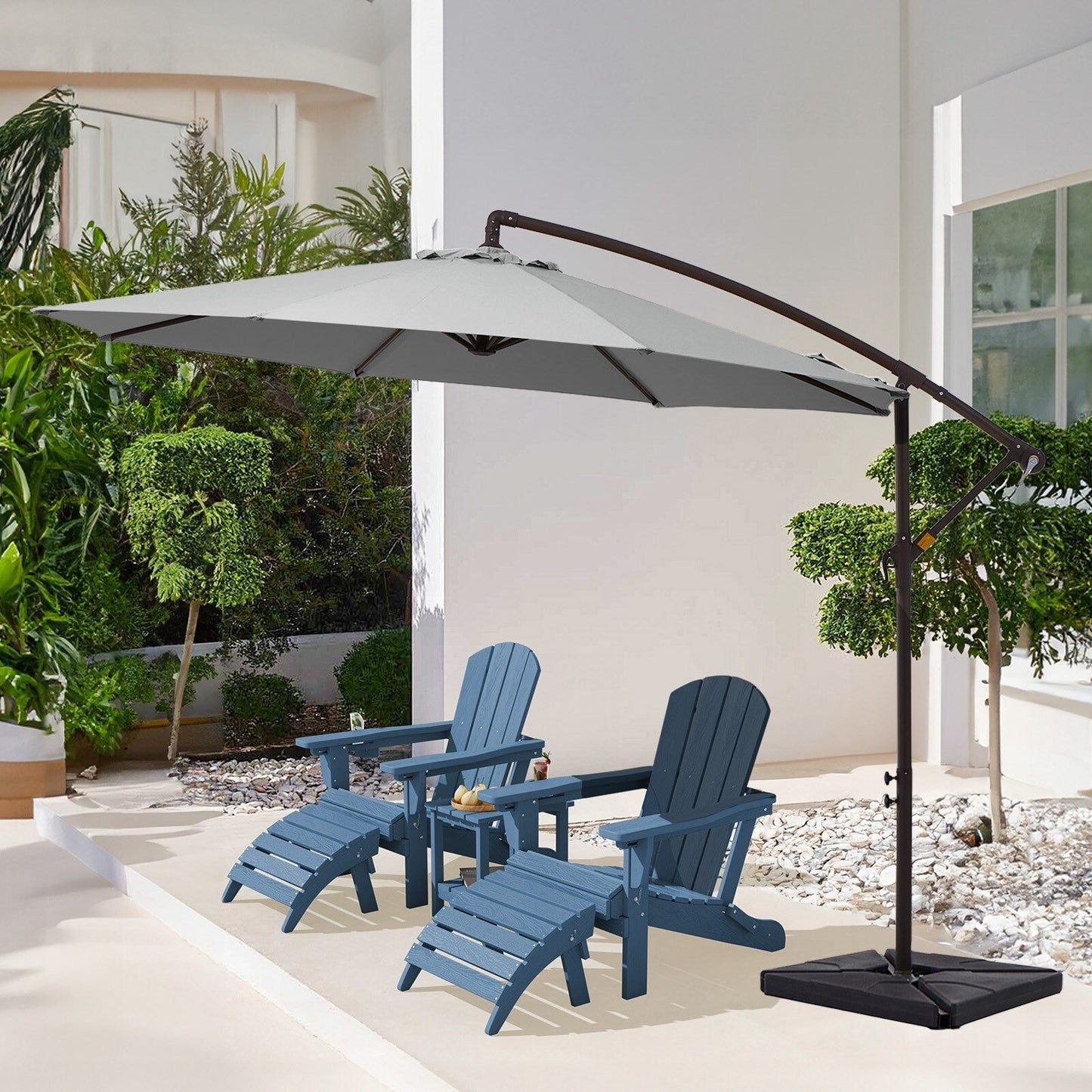 Parasol cantilever en acier de 3 m avec levier de manivelle et base lestée