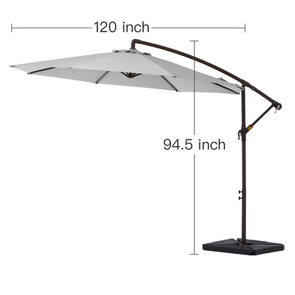 Parasol cantilever en acier de 3 m avec levier de manivelle et base lestée