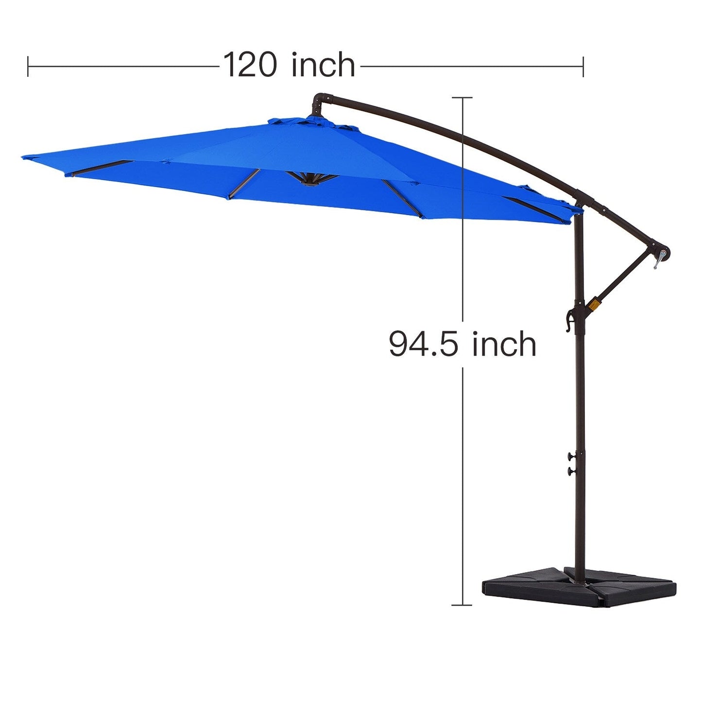 Parasol cantilever en acier de 3 m avec levier de manivelle et base lestée