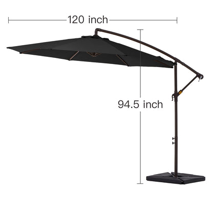 Parasol cantilever en acier de 3 m avec levier de manivelle et base lestée
