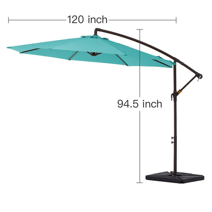 Parasol cantilever en acier de 3 m avec levier de manivelle et base lestée