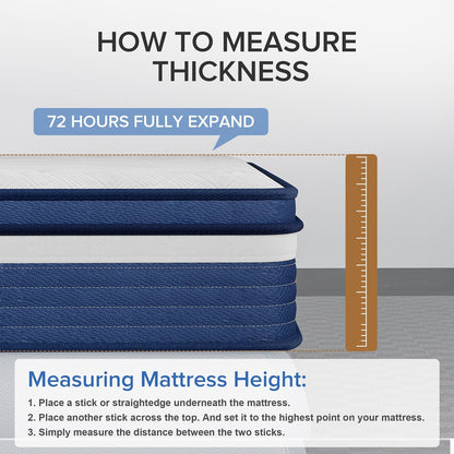 Matelas SweDrea 10 pouces hybride à ressorts, à soulagement de pression et rafraîchissant, moelleux, certifié CertiPUR-US, SGS et OEKO-TEX.