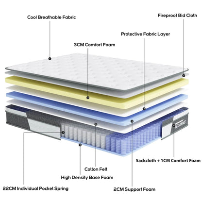 Matelas hybride à ressorts et mousse à mémoire de forme de 25 cm (10 pouces)
