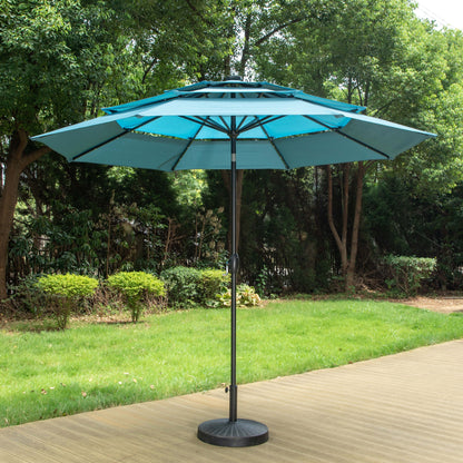 MAISON ARTS Parasol de jardin inclinable automatique à 3 niveaux de 3 mètres avec lumières LED et double ventilation