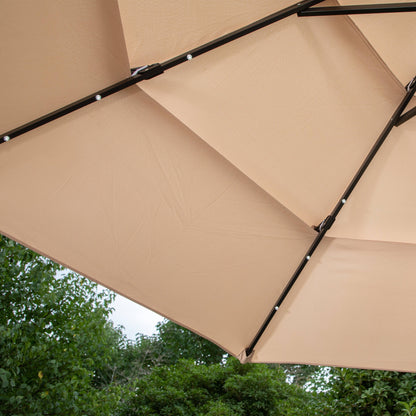 MAISON ARTS Parasol de jardin inclinable automatique à 3 niveaux de 3 mètres avec lumières LED et double ventilation