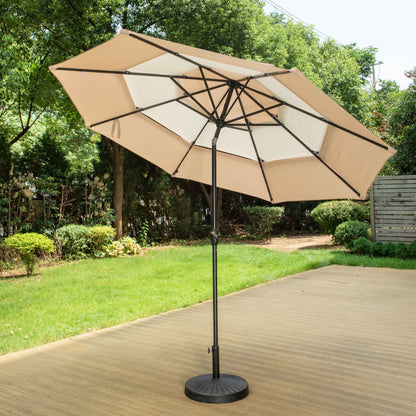 MAISON ARTS Parasol de jardin inclinable automatique à 3 niveaux de 3 mètres avec lumières LED et double ventilation