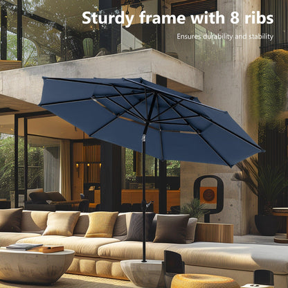 MAISON ARTS Parasol de jardin inclinable automatique à 3 niveaux de 3 mètres avec lumières LED et double ventilation