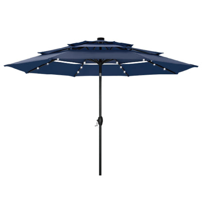 MAISON ARTS Parasol de jardin inclinable automatique à 3 niveaux de 3 mètres avec lumières LED et double ventilation