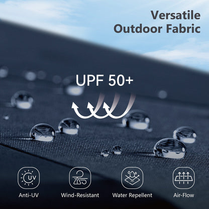 MAISON ARTS Parasol de jardin inclinable automatique à 3 niveaux de 3 mètres avec lumières LED et double ventilation