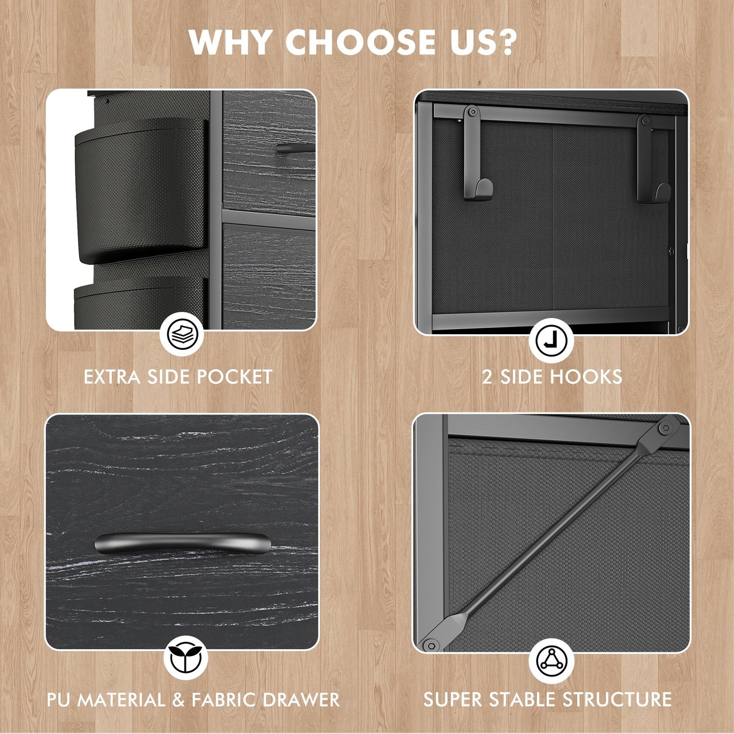 Commode 12 tiroirs, commode haute en tissu pour chambre à coucher, coffre à tiroirs