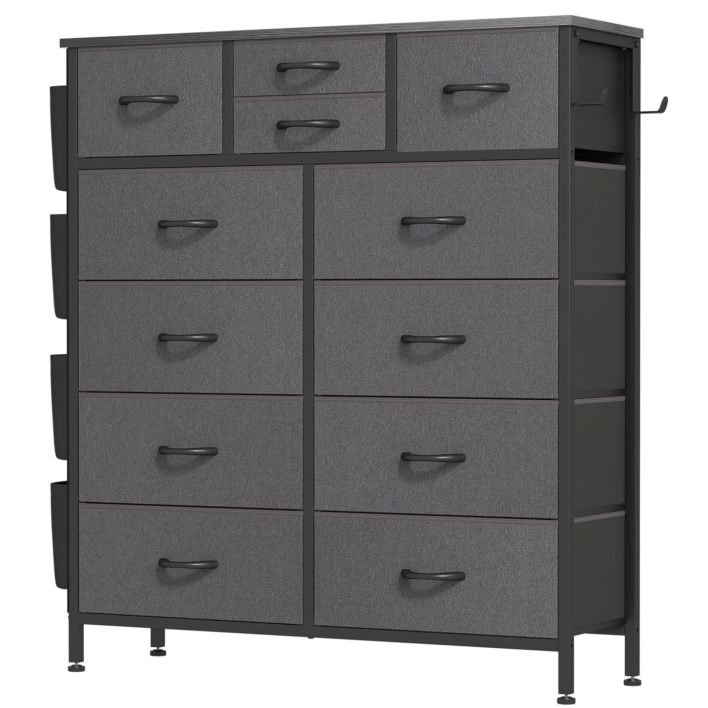 Commode 12 tiroirs, commode haute en tissu pour chambre à coucher, coffre à tiroirs