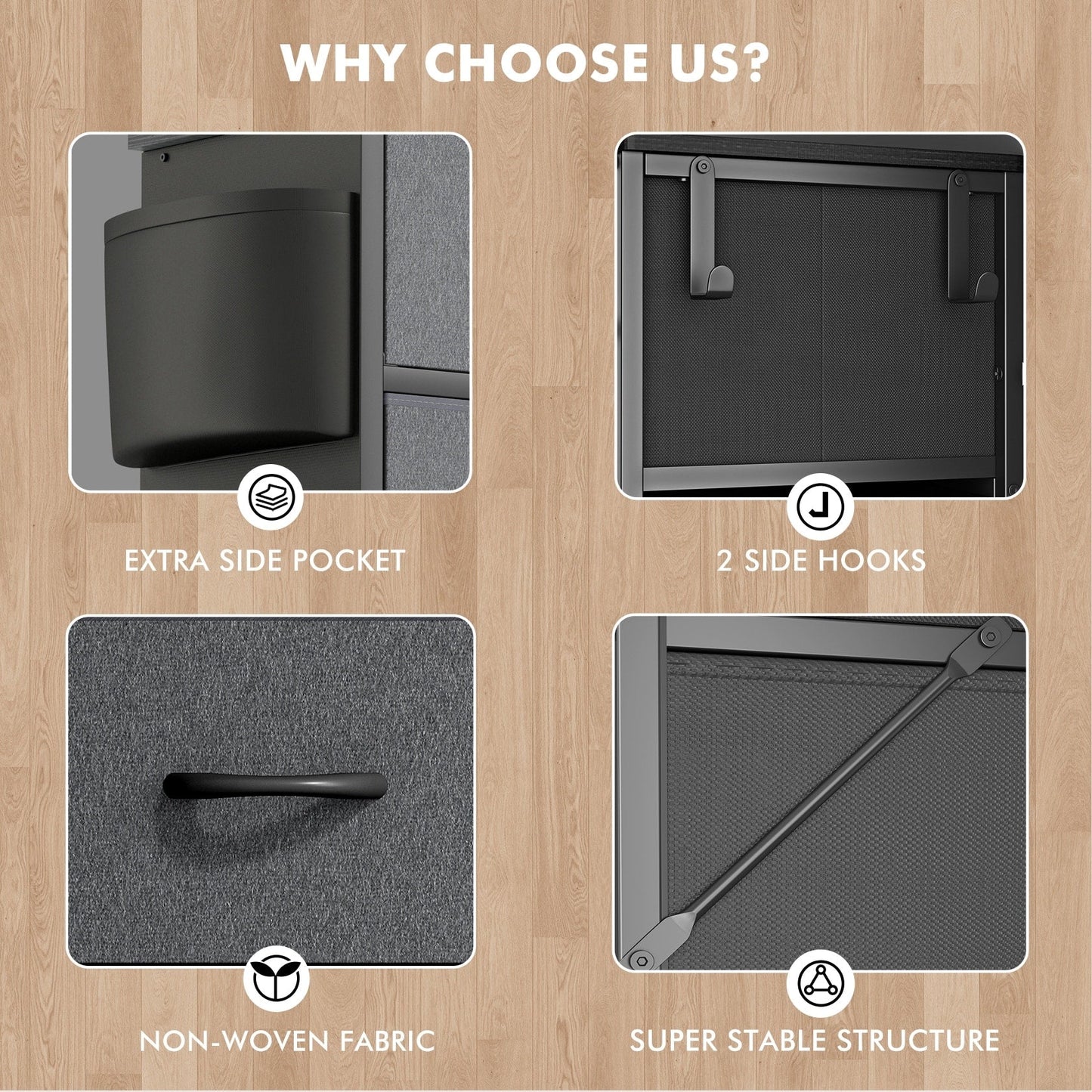 Commode 12 tiroirs, commode haute en tissu pour chambre à coucher, coffre à tiroirs