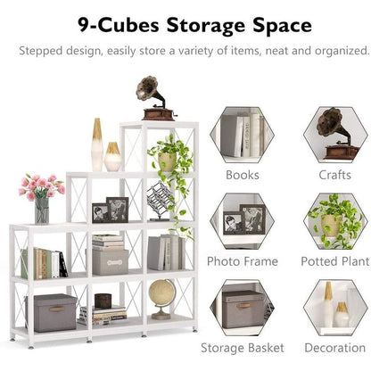 Étagère à livres en forme d'échelle à 12 niveaux, étagère d'angle de style industriel