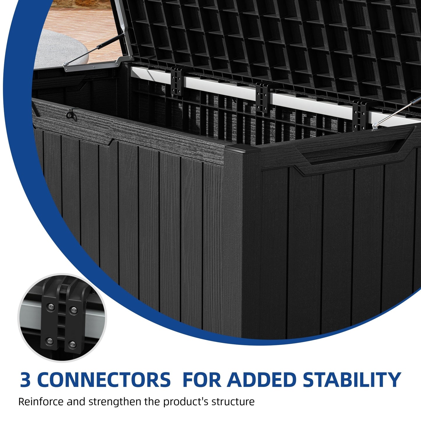 Grand coffre de rangement en résine résistant à l'eau, verrouillable, 120 à 260 gallons