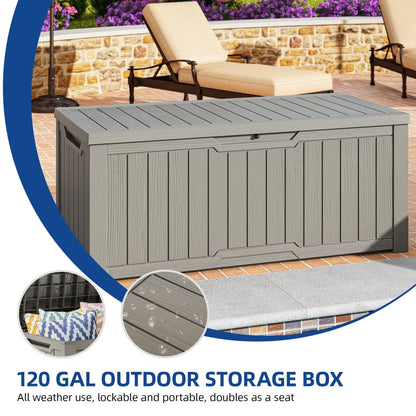 Grand coffre de rangement en résine résistant à l'eau, verrouillable, 120 à 260 gallons