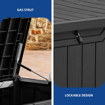 Grand coffre de rangement en résine résistant à l'eau, verrouillable, 120 à 260 gallons