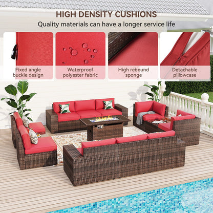 Ensemble de meubles de jardin 13 pièces avec foyer de 44 pouces