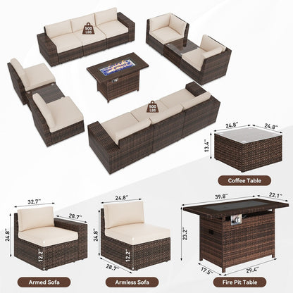 Ensemble de meubles de jardin 13 pièces avec foyer de 44 pouces