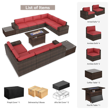 Ensemble de meubles de jardin 13 pièces avec foyer de 44 pouces