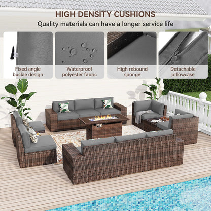 Ensemble de meubles de jardin 13 pièces avec foyer de 44 pouces