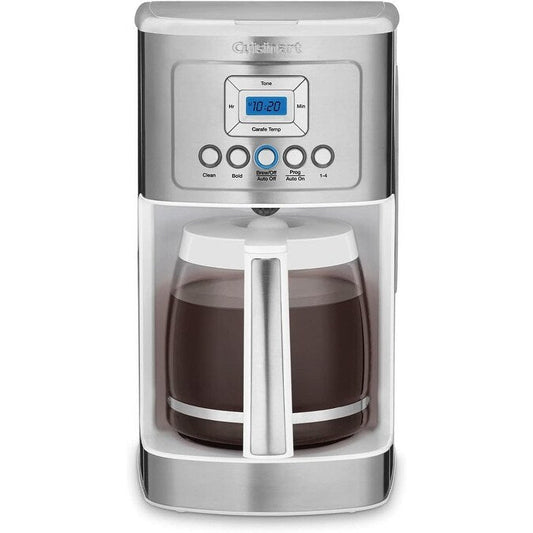 Cafetière Perfectemp 14 tasses avec carafe en verre, programmable, contrôle de la force du café, réglage 1-4 tasses, blanche