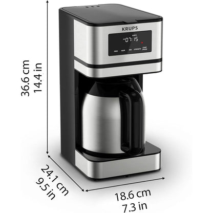 Machine à café programmable 14 tasses, carafe en acier inoxydable, 3 intensités de café, minuterie 24h, maintien au chaud 4h