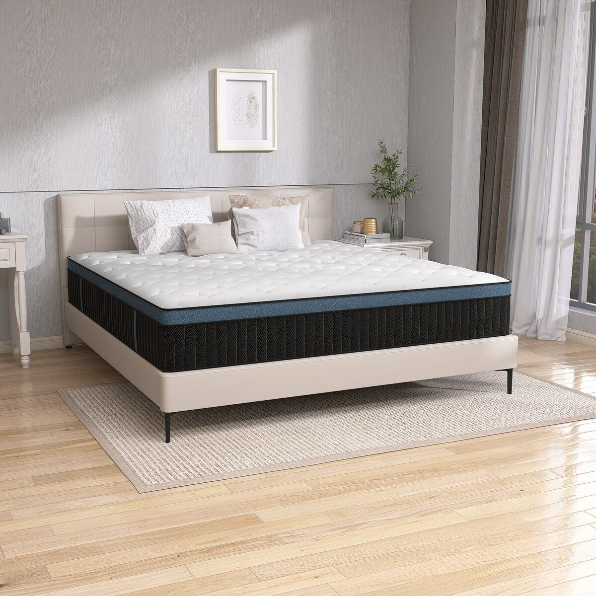 Matelas hybride en mousse gélifiée de 35 cm (14 pouces) livré dans une boîte pour un soutien et un soulagement de la pression.