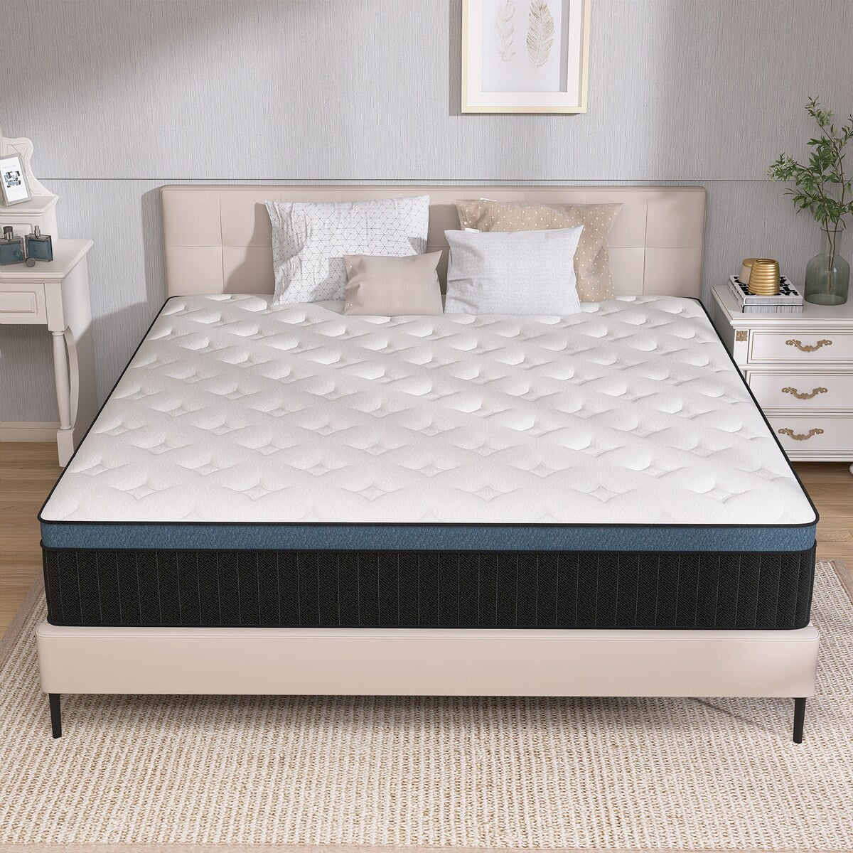 Matelas hybride en mousse gélifiée de 35 cm (14 pouces) livré dans une boîte pour un soutien et un soulagement de la pression.