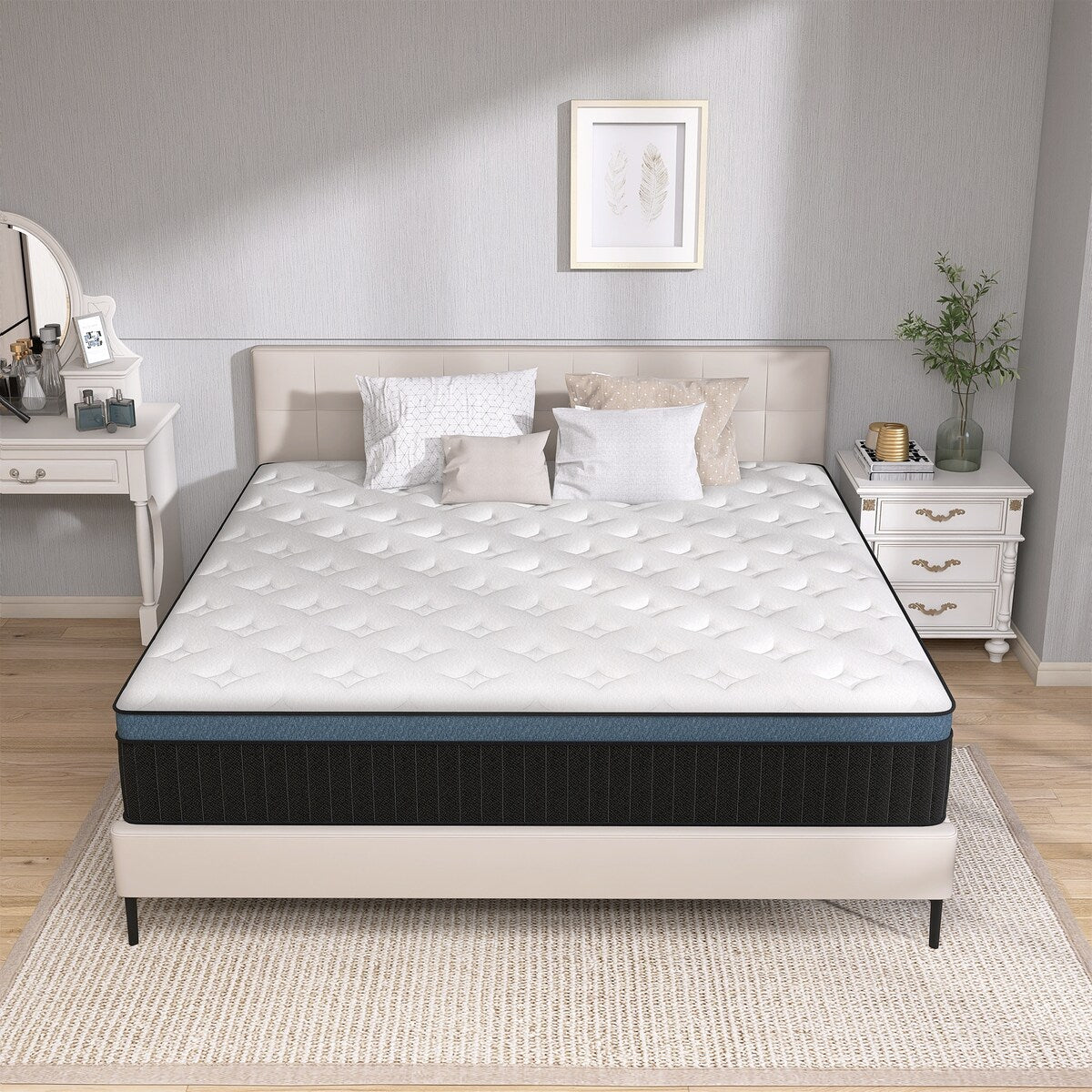 Matelas hybride en mousse gélifiée de 35 cm (14 pouces) livré dans une boîte pour un soutien et un soulagement de la pression.
