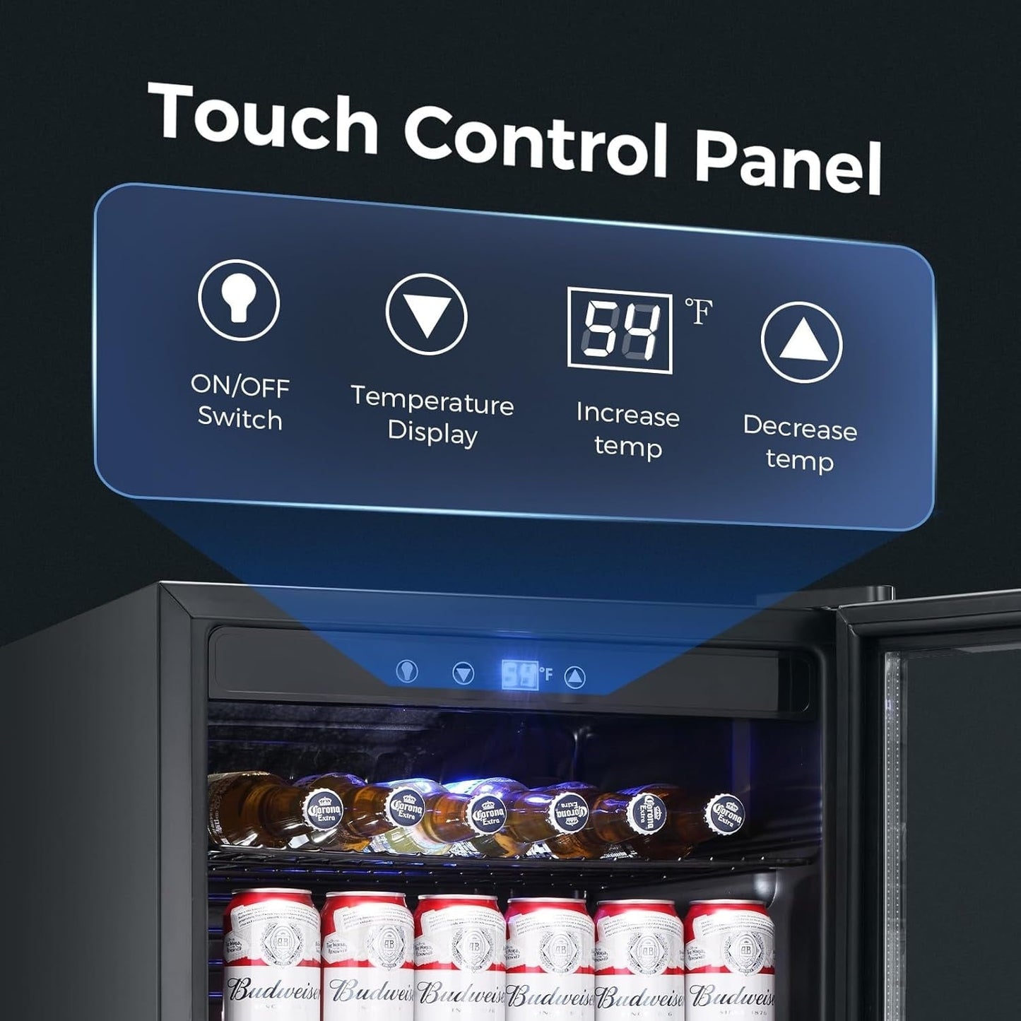 Réfrigérateur à boissons de 145 canettes, mini réfrigérateur de 4,4 pieds cubes avec porte en verre pour sodas, bières, vins – façade transparente pour la maison, le bureau ou le bar.