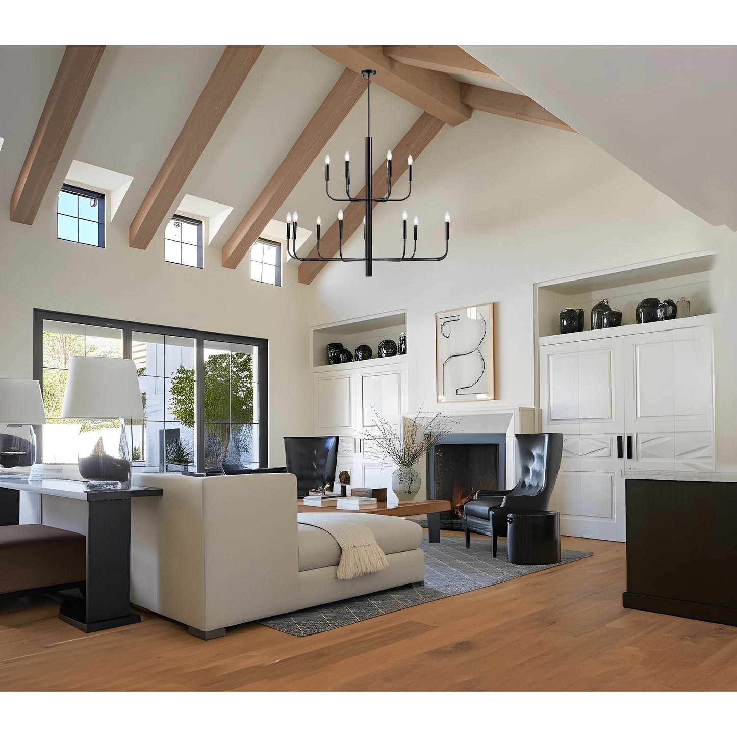 Luminaire minimaliste à 15 lumières, style bougeoir, design ancien à 2 niveaux - 48