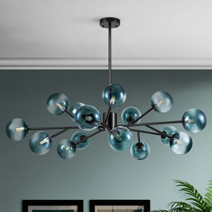 Grand lustre sphérique moderne en forme d'étoile de Sputnik en noir ou doré pour salle à manger