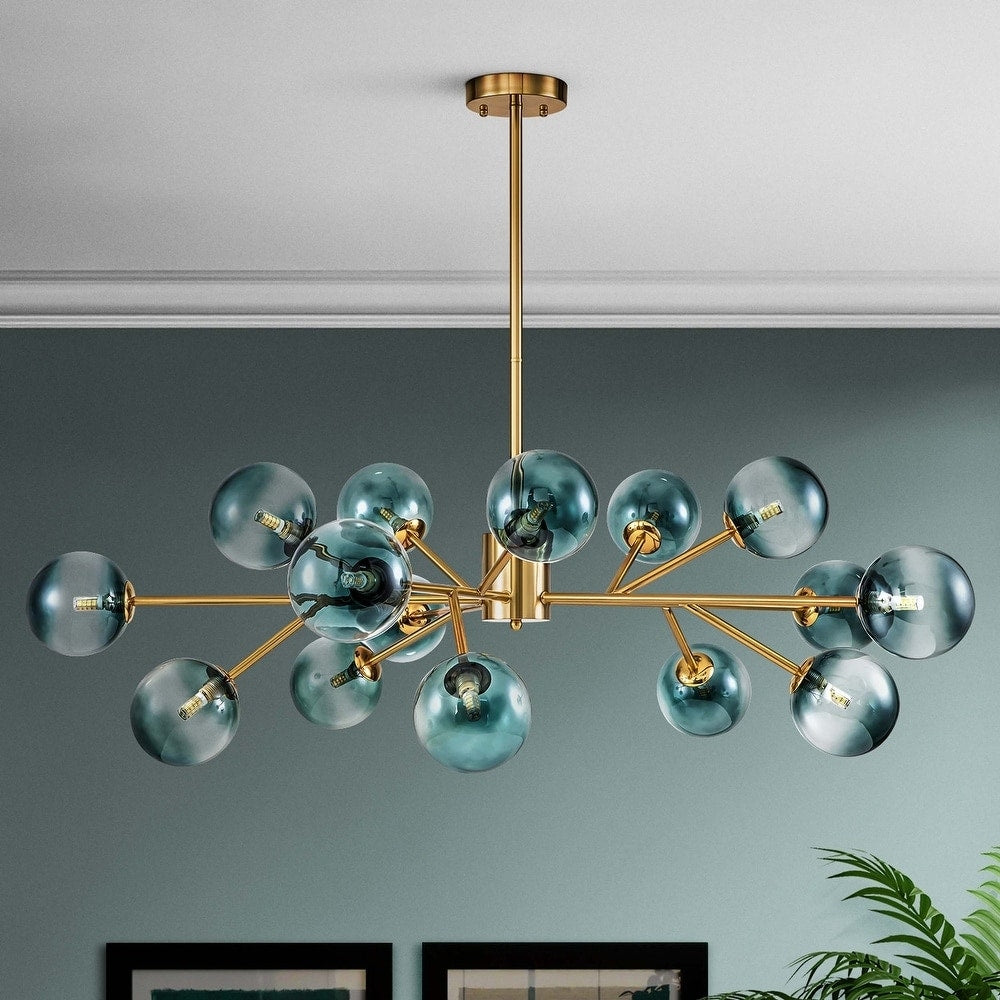 Grand lustre sphérique moderne en forme d'étoile de Sputnik en noir ou doré pour salle à manger