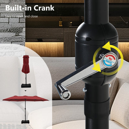 MAISON ARTS Parasol de terrasse extra large double face de 4,5 m avec socle inclus