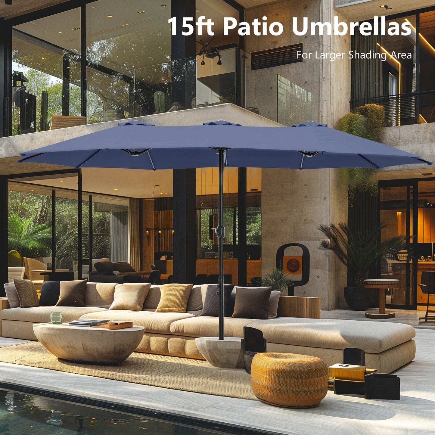 MAISON ARTS Parasol de terrasse extra large double face de 4,5 m avec socle inclus