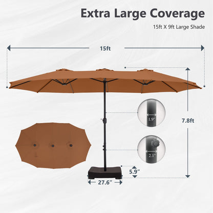 MAISON ARTS Parasol de terrasse extra large double face de 4,5 m avec socle inclus