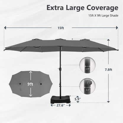 MAISON ARTS Parasol de terrasse extra large double face de 4,5 m avec socle inclus