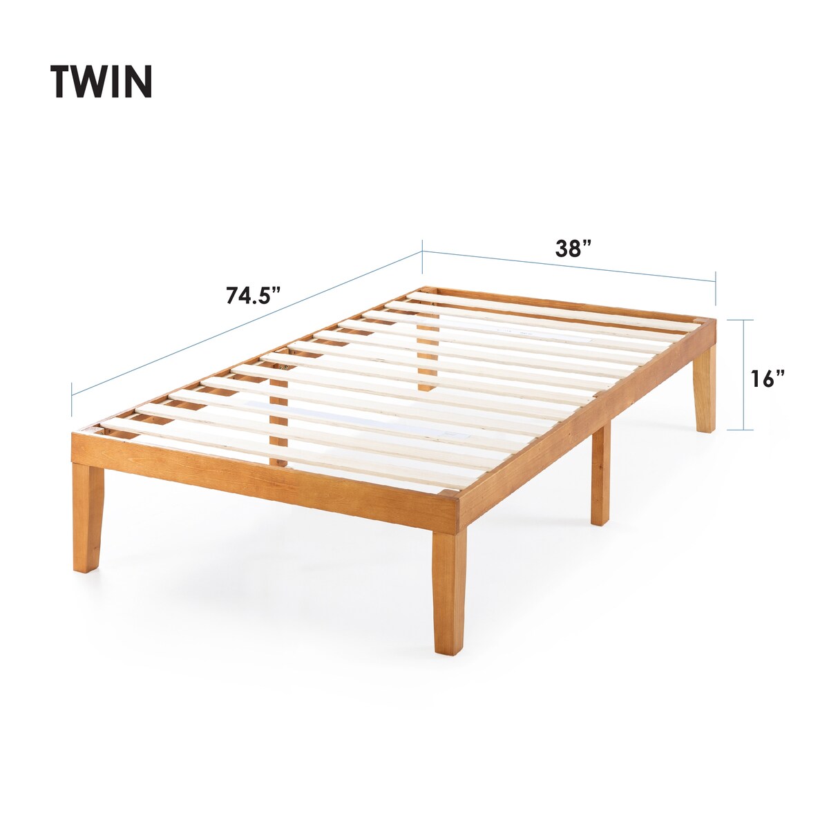 Cadre de lit plateforme en bois massif classique de 40 cm (16 pouces) disponible en plusieurs finitions